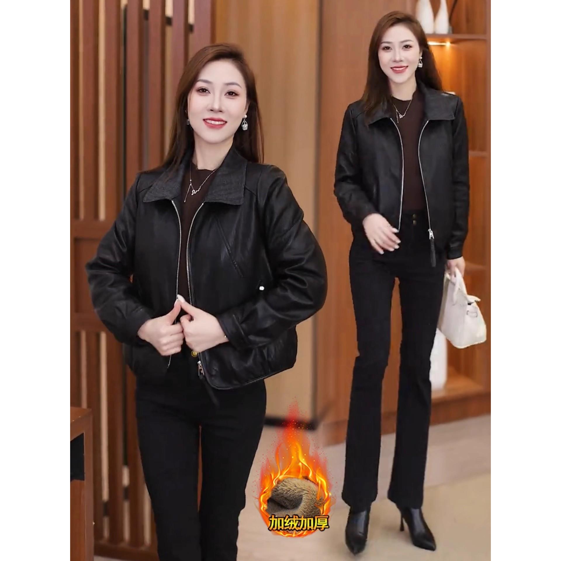 MONLOUVE时尚加绒短款皮衣外套女2025秋冬新款时髦洋气保暖宽松皮