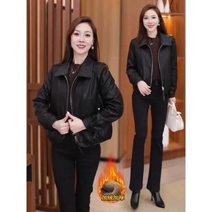 MONLOUVE时尚加绒短款皮衣外套女2025秋冬新款时髦洋气保暖宽松皮