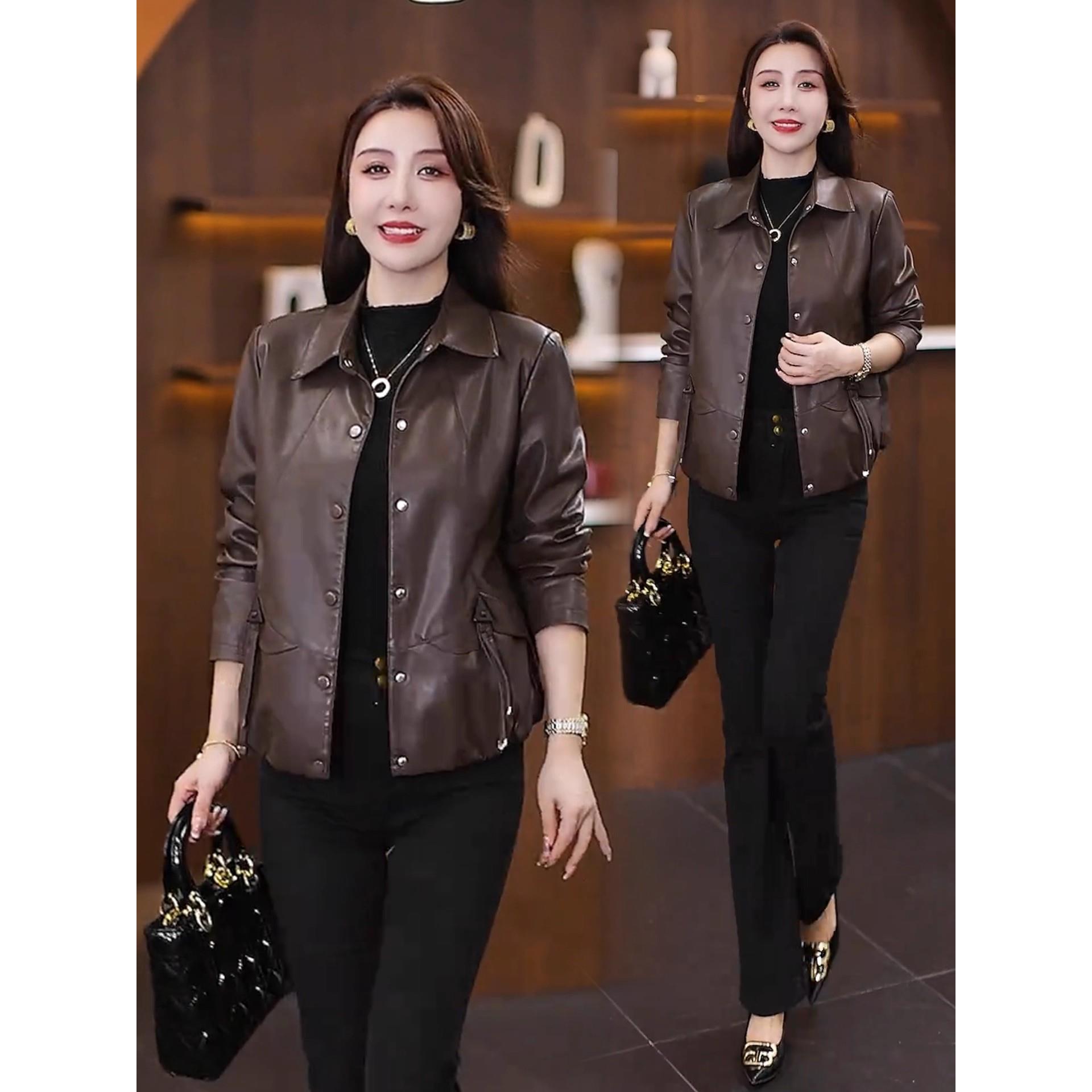 MONLOUVE时尚皮衣短外套女2025秋季新款洋气宽松显瘦小个子短款PU