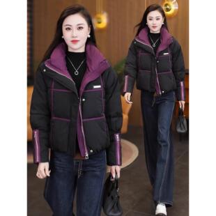 MONLOUVE时尚短款撞色服外套女2025冬季新款时髦洋气小个子加厚保