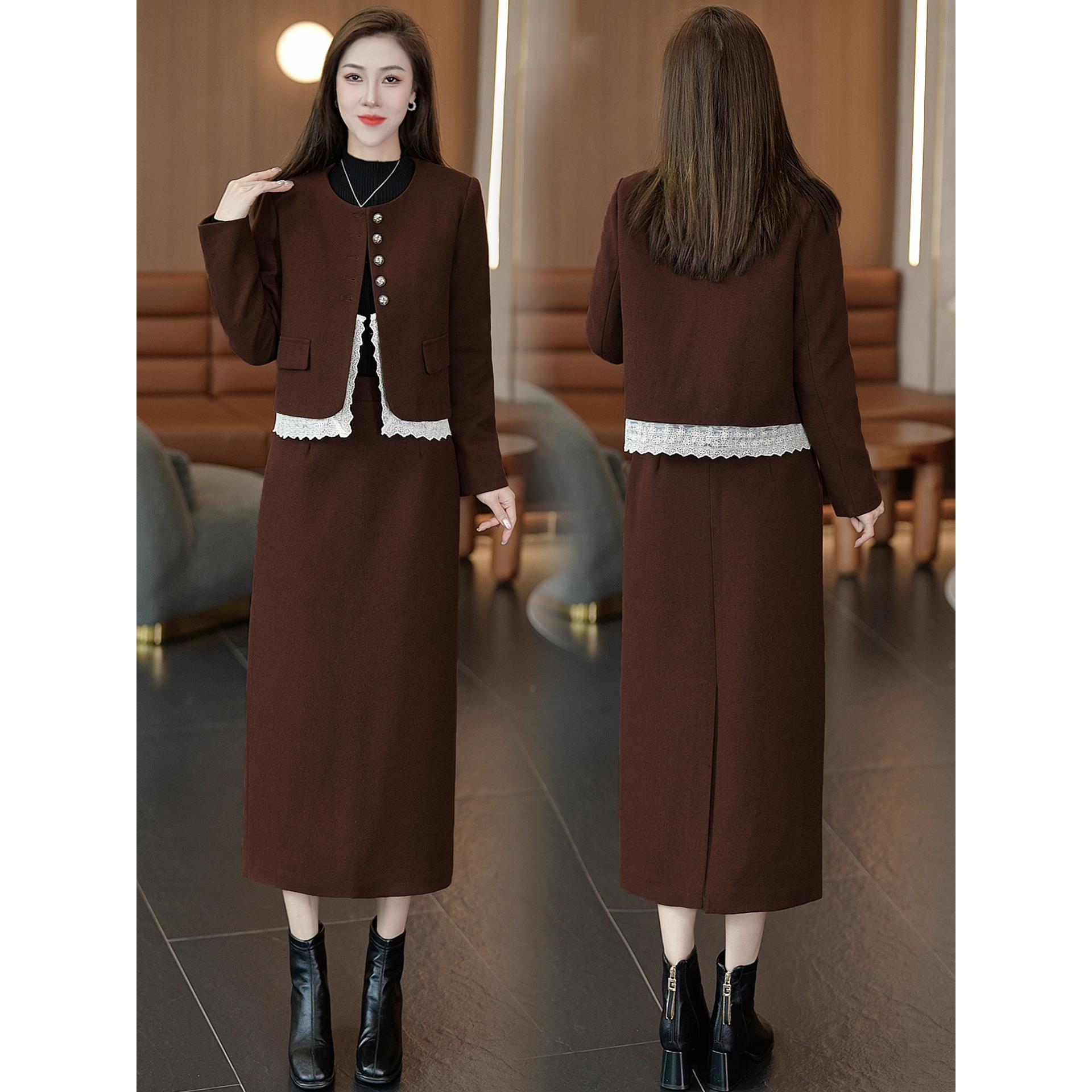 MONLOUVE小香风外套半身裙两件套女2025秋冬季新款时尚气质高级感