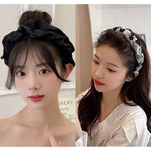 高颅顶神器发箍复古大肠头箍高颜值宽边褶皱发卡显脸小女森系发夹