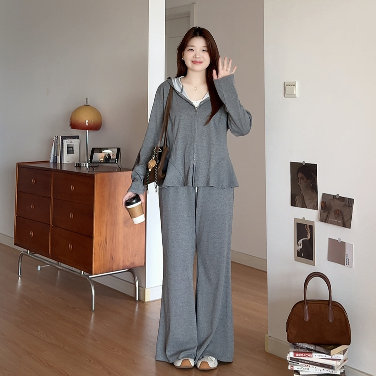 大码巨显瘦休闲上衣裤子两件套装