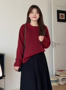 微胖的喵喵大码女胖mm冬季圣诞穿搭毛衣宽松显瘦内搭针织上衣2199
