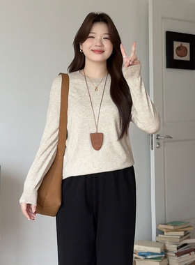 微胖的喵喵大码胖mm秋冬宽松显瘦休闲百搭长袖针织衫打底上衣9115