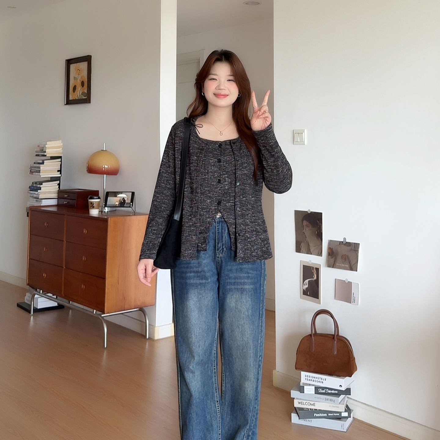 大码女装简约休闲吊带开衫两件套