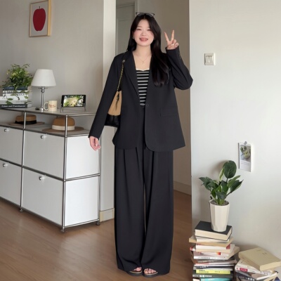 微胖mm职场面试通勤显瘦西装套装