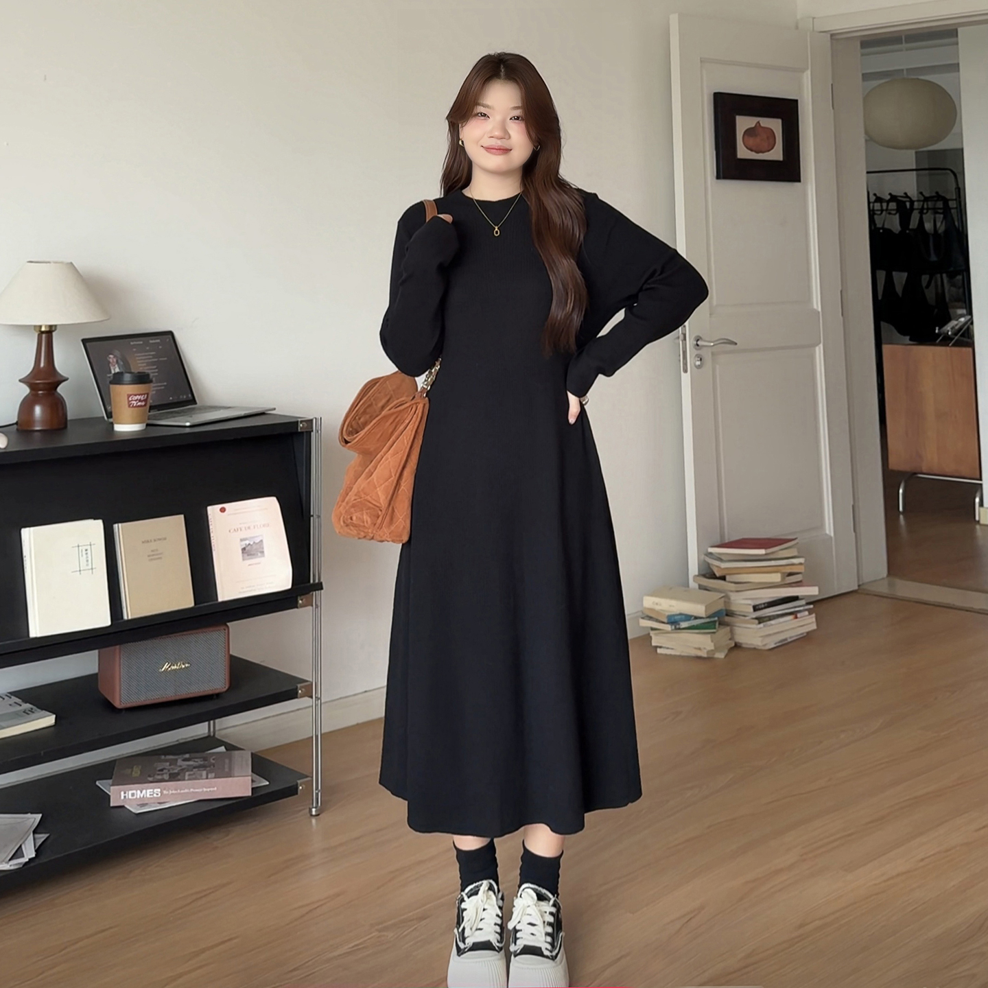 喵喵大码秋冬内搭针织连衣裙子女