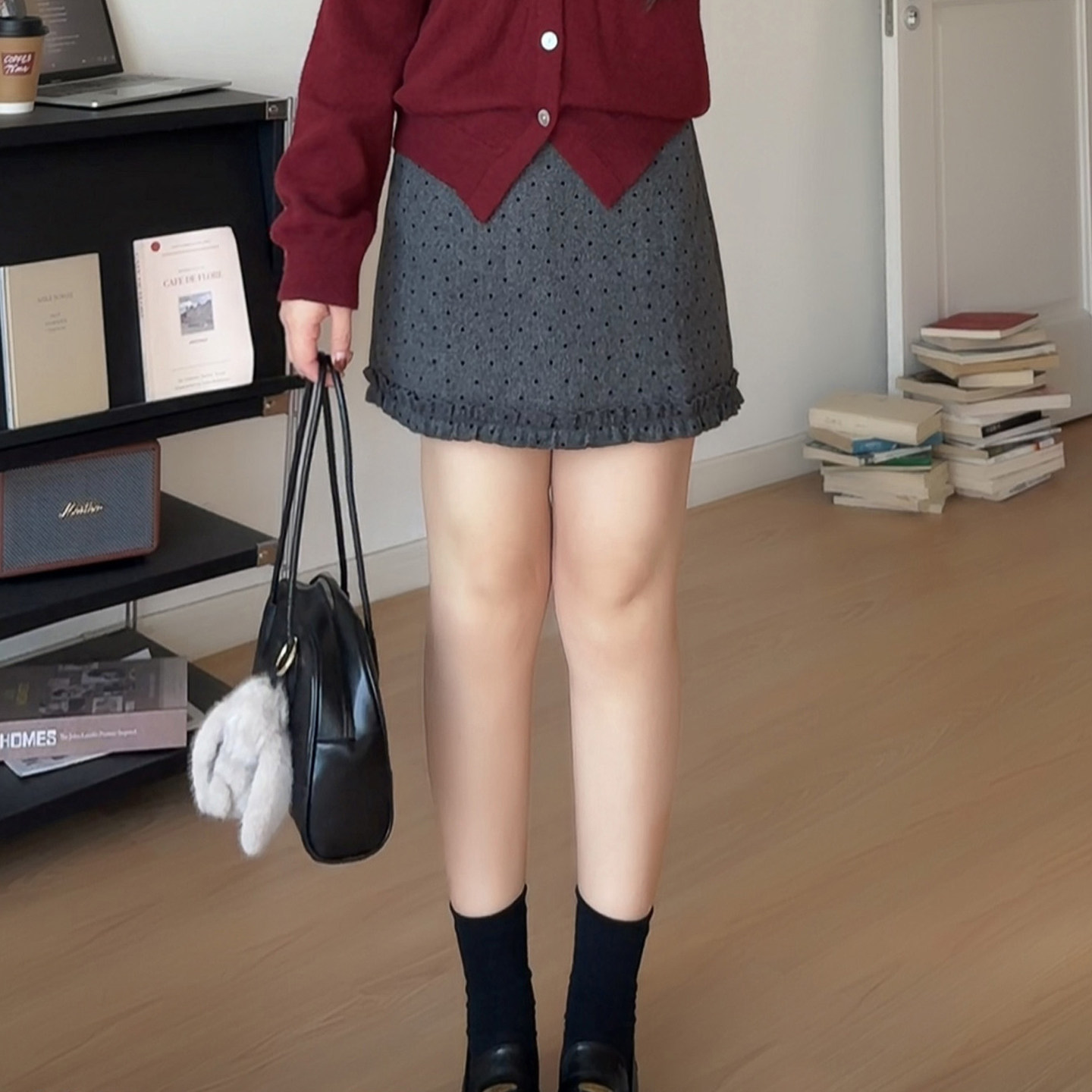 微胖的喵喵大码女装胖mm秋冬韩系穿搭加厚高腰波点a字半身裙3053,女装/女士精品,大码半身裙,淘宝优惠券,粉丝福利购,淘宝优惠卷