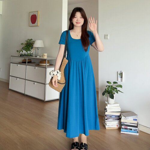 大码胖mm夏日绝美掐腰显瘦连衣裙