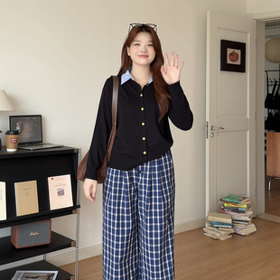 穿搭显瘦针织开衫 微胖 适合胖mm秋季 女装 polo领上衣1414 喵喵大码