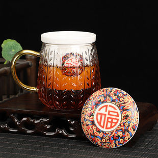 玻璃泡茶杯陶瓷过滤带盖茶水分离办公室花茶杯个人家用红茶绿茶杯
