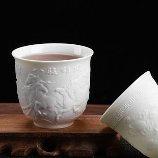 白瓷主人杯品茗杯羊脂玉功夫茶具茶杯单杯女男家用陶瓷水杯子酒杯
