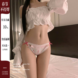 DEC少女诗情 日系可爱卡通猫咪蝴蝶结三角内裤女学生少女舒适甜美