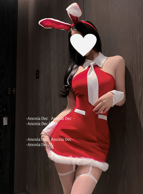 DEC 性感兔女郎圣诞红色连衣裙战袍兔兔女cos包臀裙