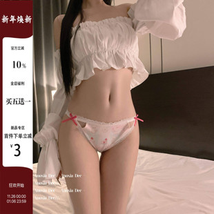 DEC少女诗情 女学生少女舒适甜美 日系可爱卡通猫咪蝴蝶结三角内裤