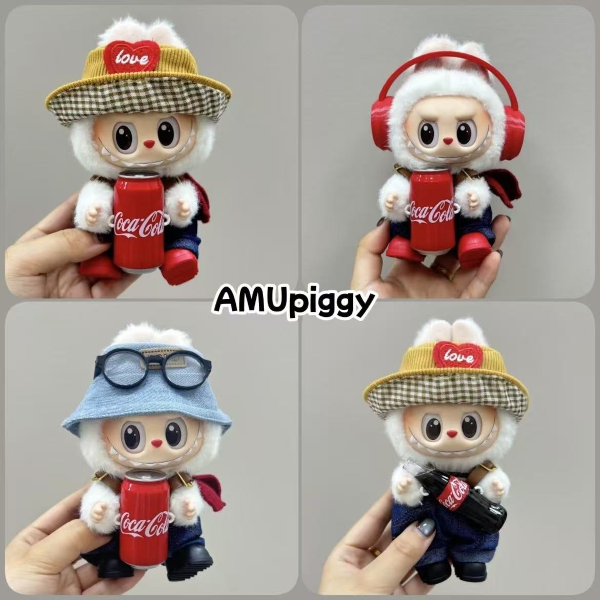 labubu娃衣不拆可乐玩偶布布娃衣背带裤鸭舌帽可乐因子惊喜衣服