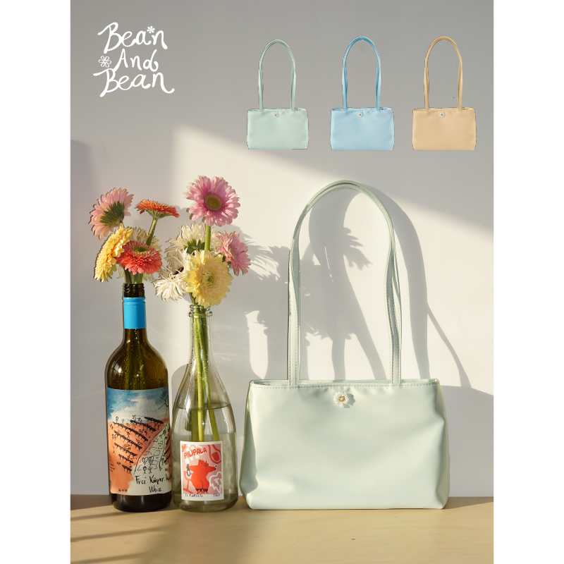 BeanAndBean缎面小花串珠单肩包 简约休闲出行百搭通勤高级感