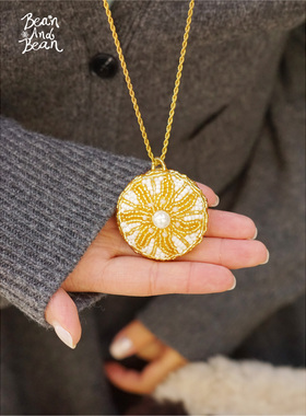 BeanAndBean 手工串珠项链 太阳之心 原创设计小众礼物毛衣链饰品