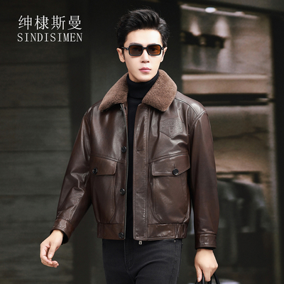 冬季新款真皮皮衣男飞行服山羊皮