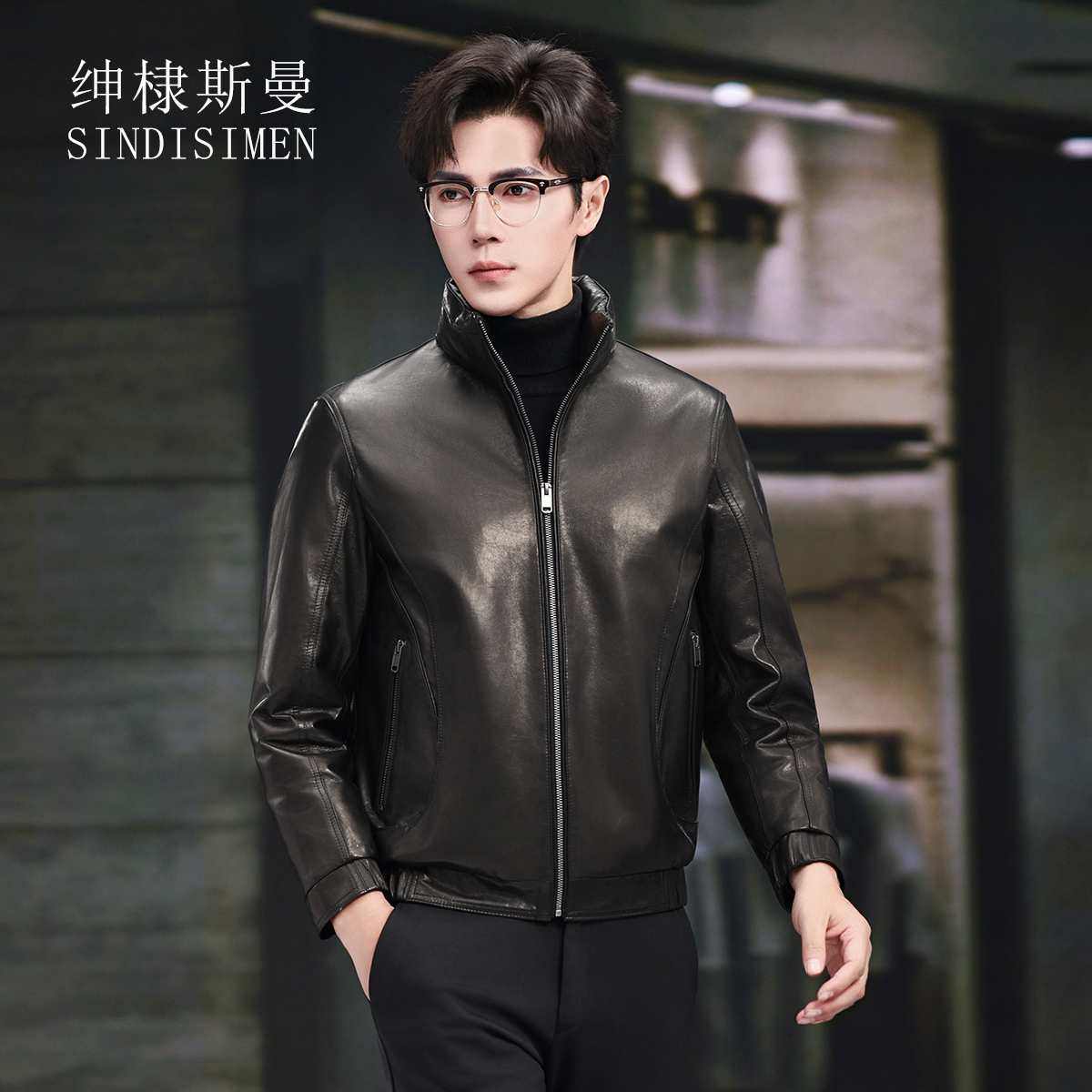 新款羽绒服男士真皮皮衣立领鹅绒