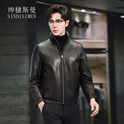 新款羽绒服男士真皮皮衣立领鹅绒