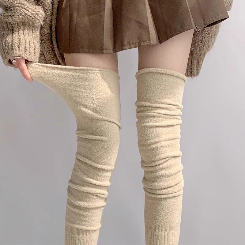 防寒有一套的 【冬季加绒保暖过膝护腿防寒堆堆大腿袜