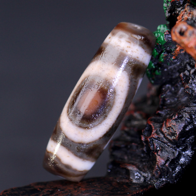 梵间星辰 西藏天然玛瑙 画线至纯天地天珠 40*13mm超顶吊坠锁骨链