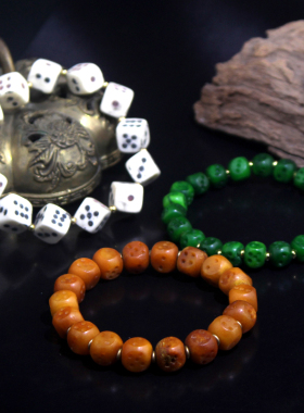 梵间星辰 西藏精品老牦牛骨10*10mm骰子单圈素珠佛珠手串手链