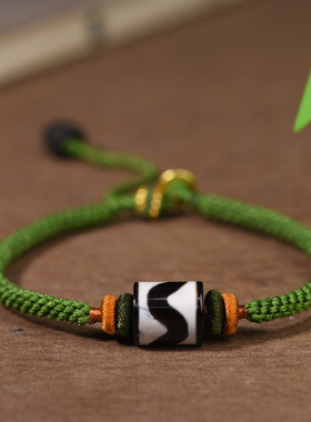 藏传手工编绳虎牙天珠情侣民族风手绳男女文玩简约手链饰品批发