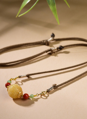 黄翡南红项链新中式手工编织百搭锁骨链亲人礼物网络爆款工厂直发