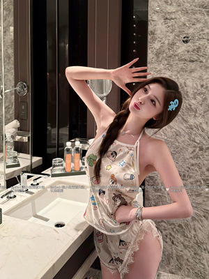 2026新款搞怪蜡笔小新吊带肚兜睡衣女薄小胸款卡通可爱萌妹套装