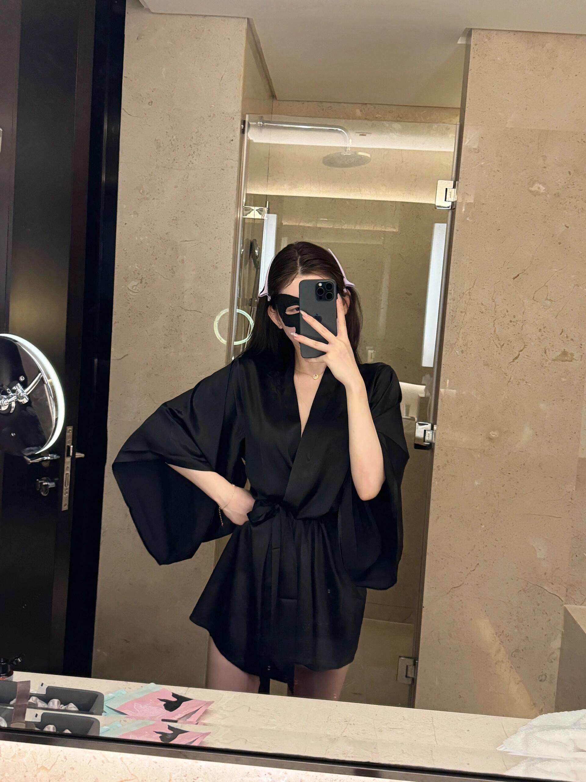 御姐范儿大摆袖睡袍女款高级感纯色睡袍睡裙冰丝感四季通用丝滑
