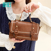 畹町复古手提水桶包秋冬女包时尚 美拉德棕色系百搭通勤单肩斜挎包