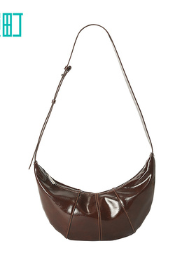 畹町复古油皮月牙hobo包女秋冬季百搭通勤包斜挎牛角包单肩腋下包