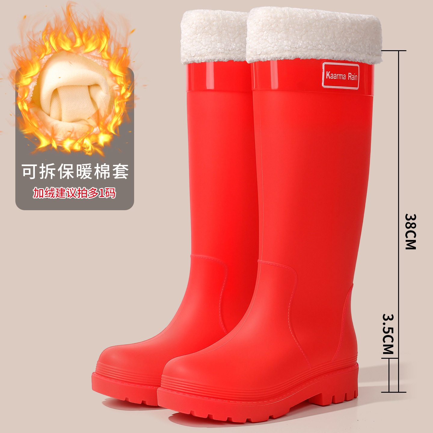 潮爆防滑水鞋女款夏天赶海雨鞋高筒防水雨靴舒适加绒厨房工作胶鞋
