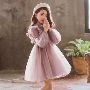 2026新款女童连衣裙儿童长袖公主裙小女孩时尚洋气蓬蓬纱裙春秋装