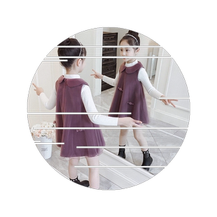 春季新款韩版女童套装连衣裙儿童两件套毛呢背心裙女孩公主裙加绒