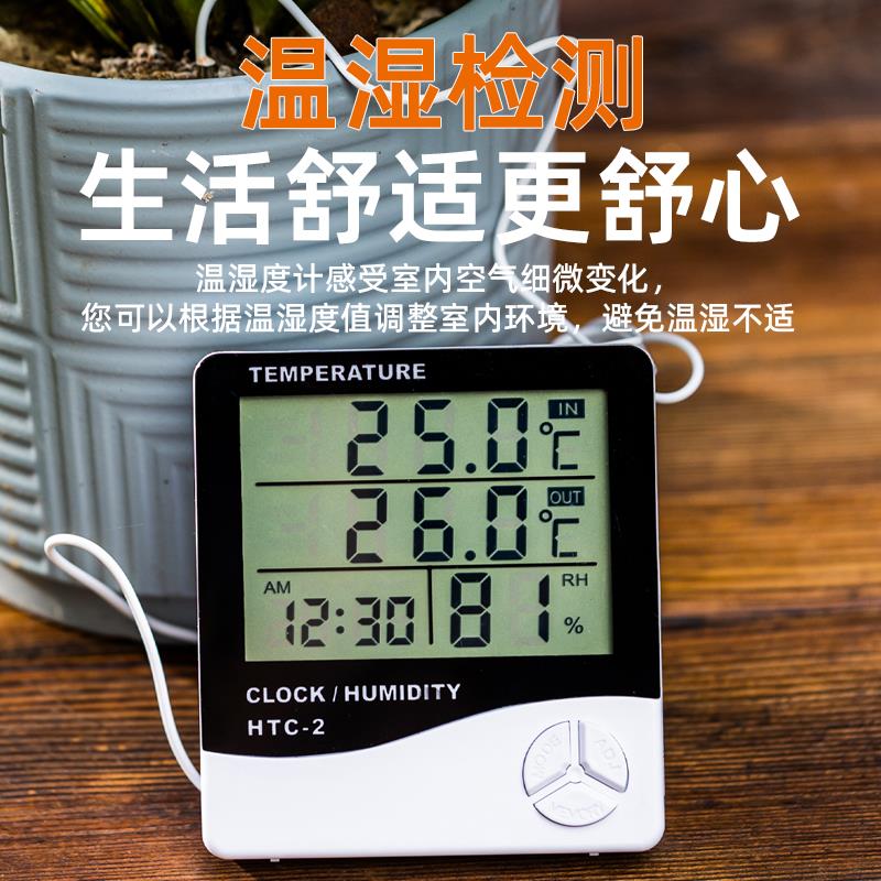 电子温湿度计家用室内高精度冰箱数显表带时间日期婴儿房园艺大棚