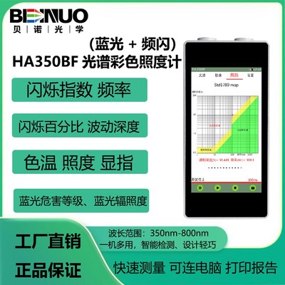 HA350C光谱彩色照度计手持式光谱仪色温仪波长显色指数测试仪