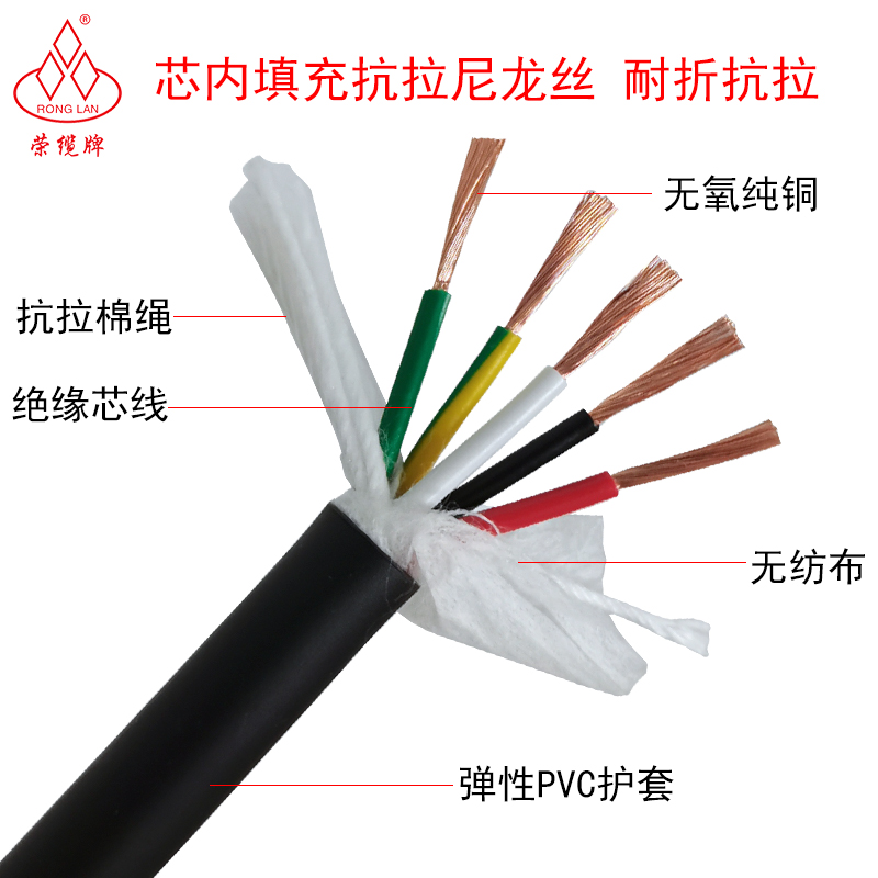 高柔性拖链电缆线TRVV2 3 4 5 6H 芯坦克机器人信号控制电源线