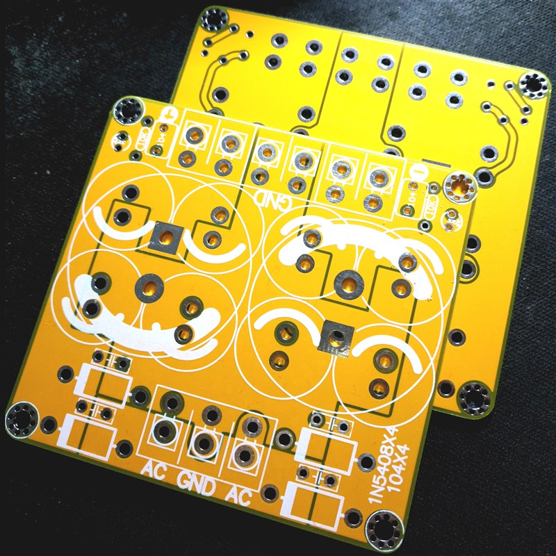 整流滤波板 功放双电源板 双电源 空板 PCB 可装8只电容 电源板