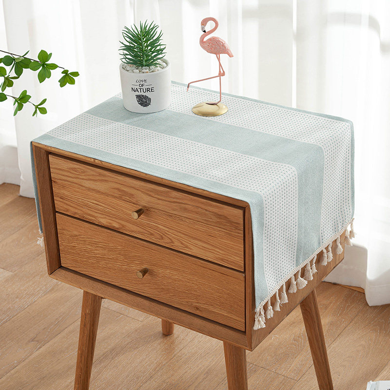 简约床头柜流苏盖布床头柜罩电视机罩微波炉洗衣机冰箱盖巾防尘罩