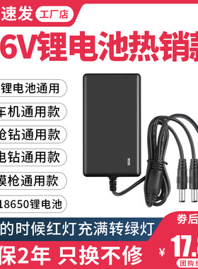 22.2V24V25.2V26V1A2A手电钻筋膜枪洗车机6串18650锂电池充电器线
