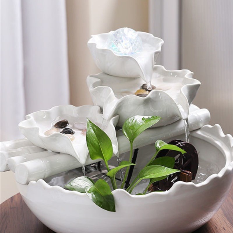 充电款流水摆件蓄电池流水摆件招财流水摆件不插电流水摆件风水轮