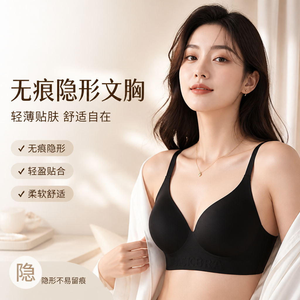 无痕隐形聚拢显小美背吊带文胸