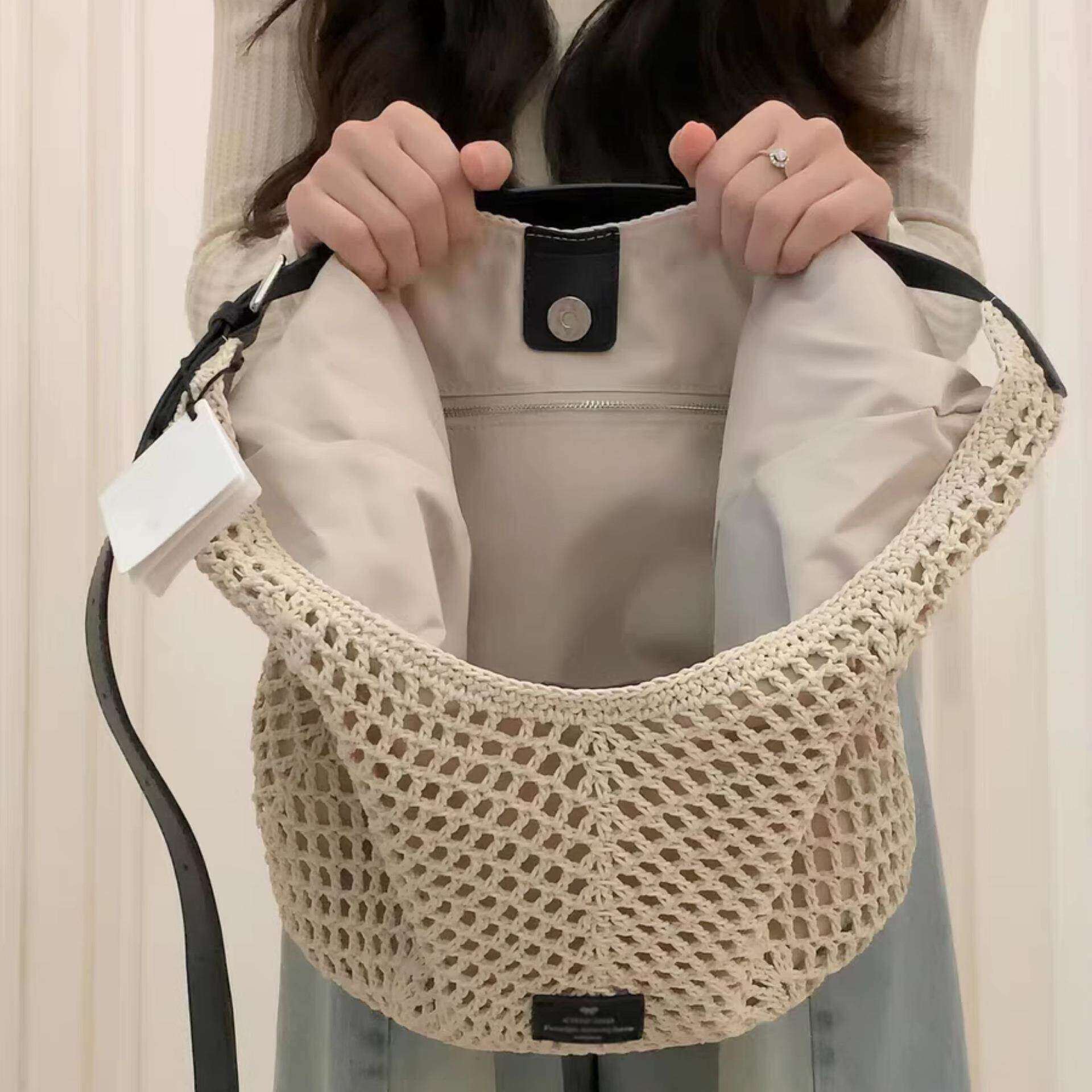 编织包包女2025新款夏天手提单肩包海边沙滩斜挎包通勤草编托特包