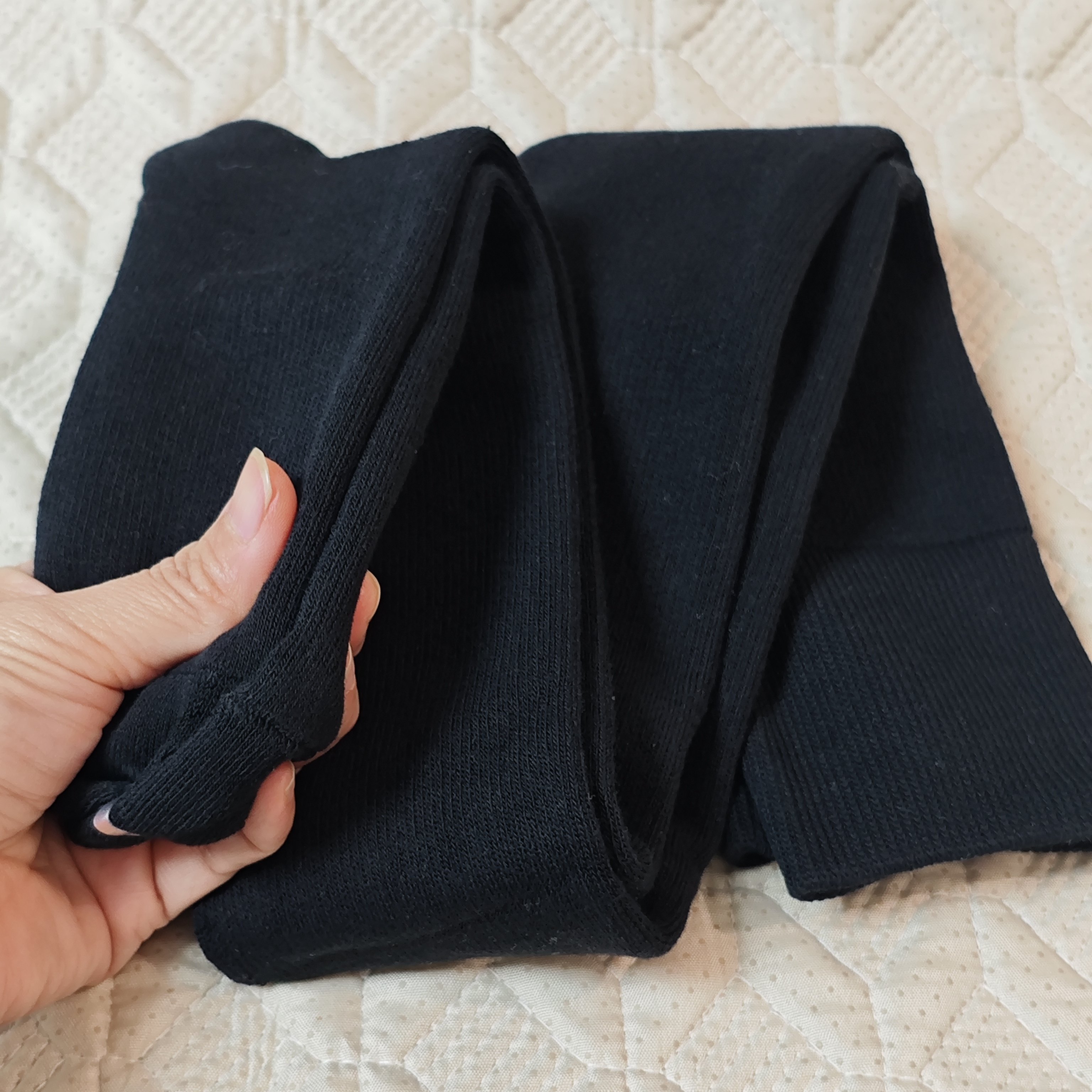 黑色压力过膝长筒袜纯棉加厚毛圈显瘦抗寒保暖大腿袜