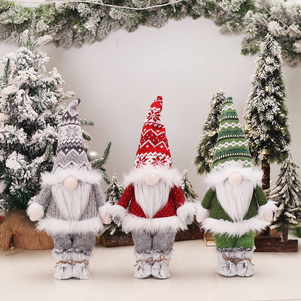 铭冠跨境圣诞节新品鼻部发光带灯森林人摆件无脸娃娃公仔地精玩偶