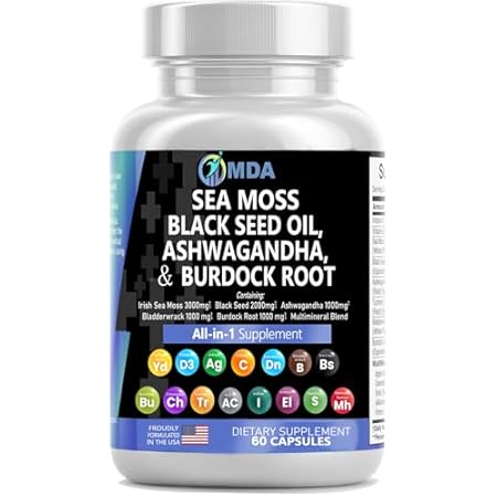 Sea Moss 3000mg Black Seed Oil 2000mg Ashwagandha Burdock